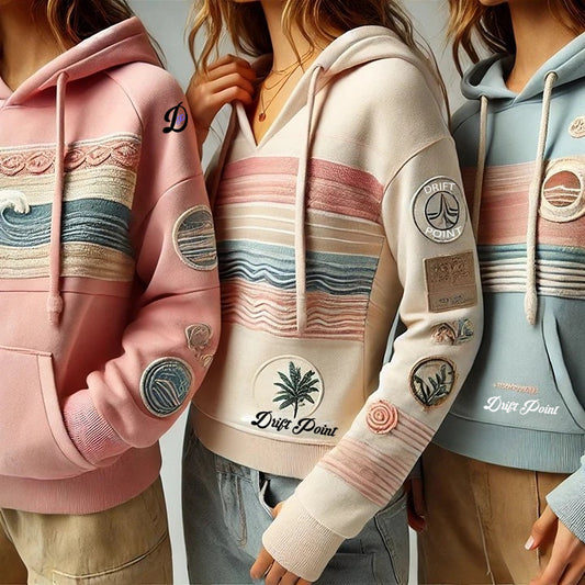 Drift Point White Wave Hoodie