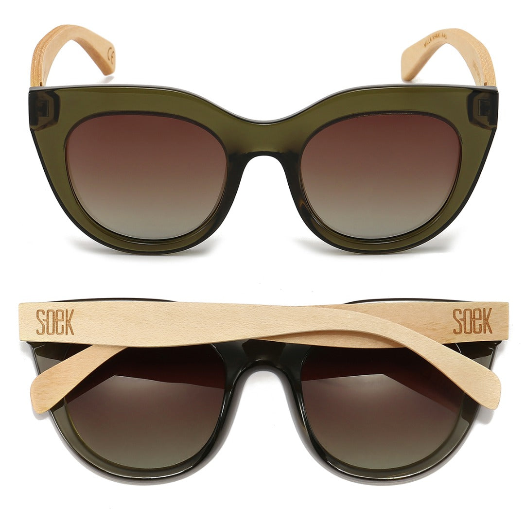 Soek Milla Khaki Sunglasses – Bold Cat-Eye Elegance