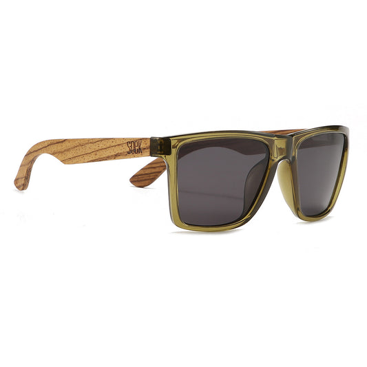 Soek Dalton Sunglasses - Khaki Frame - Walnut Wooden Arms