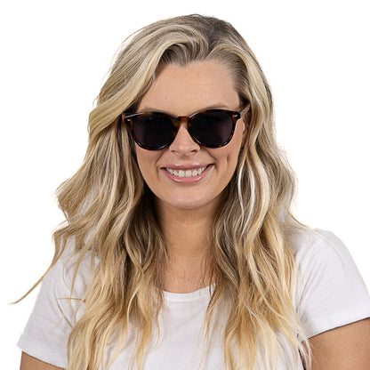 Soek Taine Tort Blue Lens Sunglasses - Tort Frame - Walnut Wooden Arms
